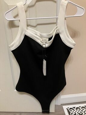 pcill Carissa Bodysuit One Piece Black White Solid  Women's Size M